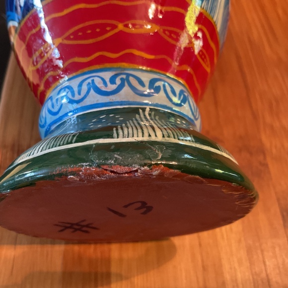 VTG Mexican Folk Art Pottery Storyteller Handmade Hand painted Vase - Picture 7 of 7